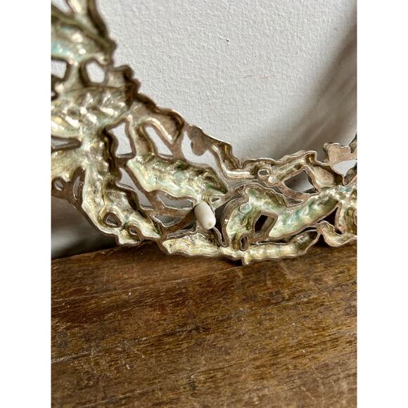 Vintage Silver Plated 10” Trivet Wall Plaque Wreath | Cottagecore Farmhouse - Picture 4 of 4